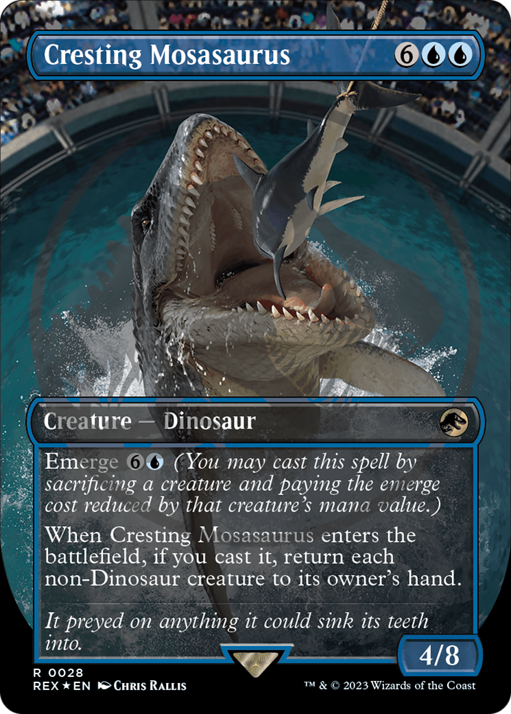 Cresting Mosasaurus (Emblem) (REX-028) [Jurassic World Collection] (Borderless) Foil MTG Single Wizards of the Coast