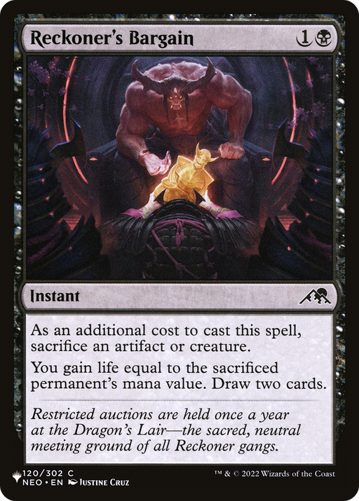 Reckoner's Bargain (LIST-NEO-120) [Mystery Booster] The List MTG Single Wizards of the Coast