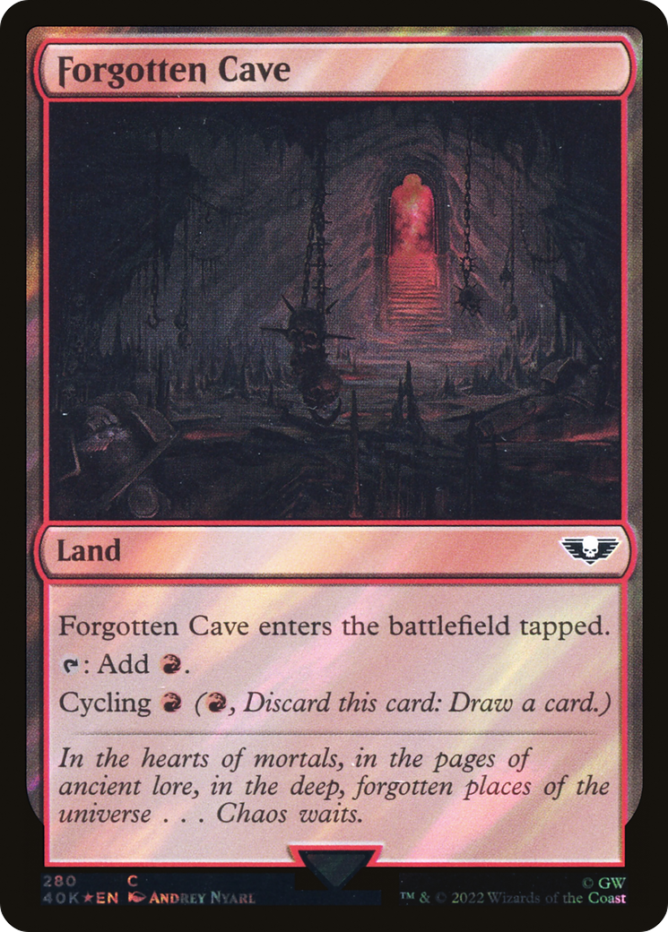 Forgotten Cave (Surge Foil) (40K-280) [Warhammer 40,000 Commander] Foil MTG Single Wizards of the Coast