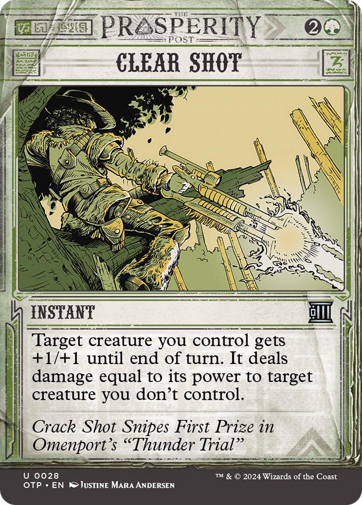 Clear Shot (OTP-028) [Breaking News] (Showcase) (Borderless) MTG Single Wizards of the Coast