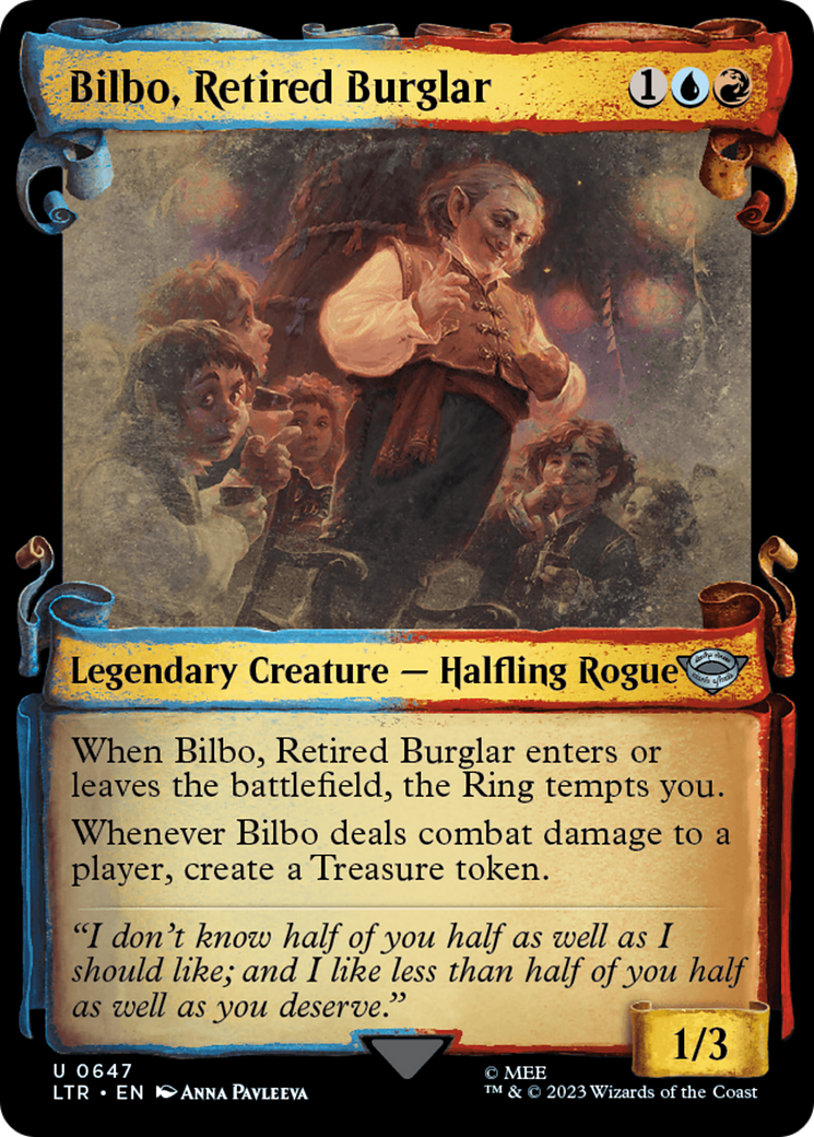 Bilbo, Retired Burglar (Showcase Scrolls) (LTR-647) [The Lord of the Rings: Tales of Middle-earth] (Showcase) Foil MTG Single Wizards of the Coast