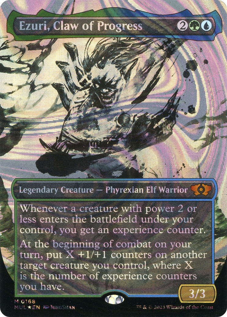 Ezuri, Claw of Progress (Halo Foil) (MUL-168) [Multiverse Legends] (Showcase) (Borderless) Foil MTG Single Wizards of the Coast