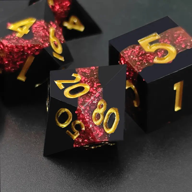Seriously Good Dice: Sharp-Edged Resin 7 Die Set "Magma" Dice & Gaming Accessories Taps Imports