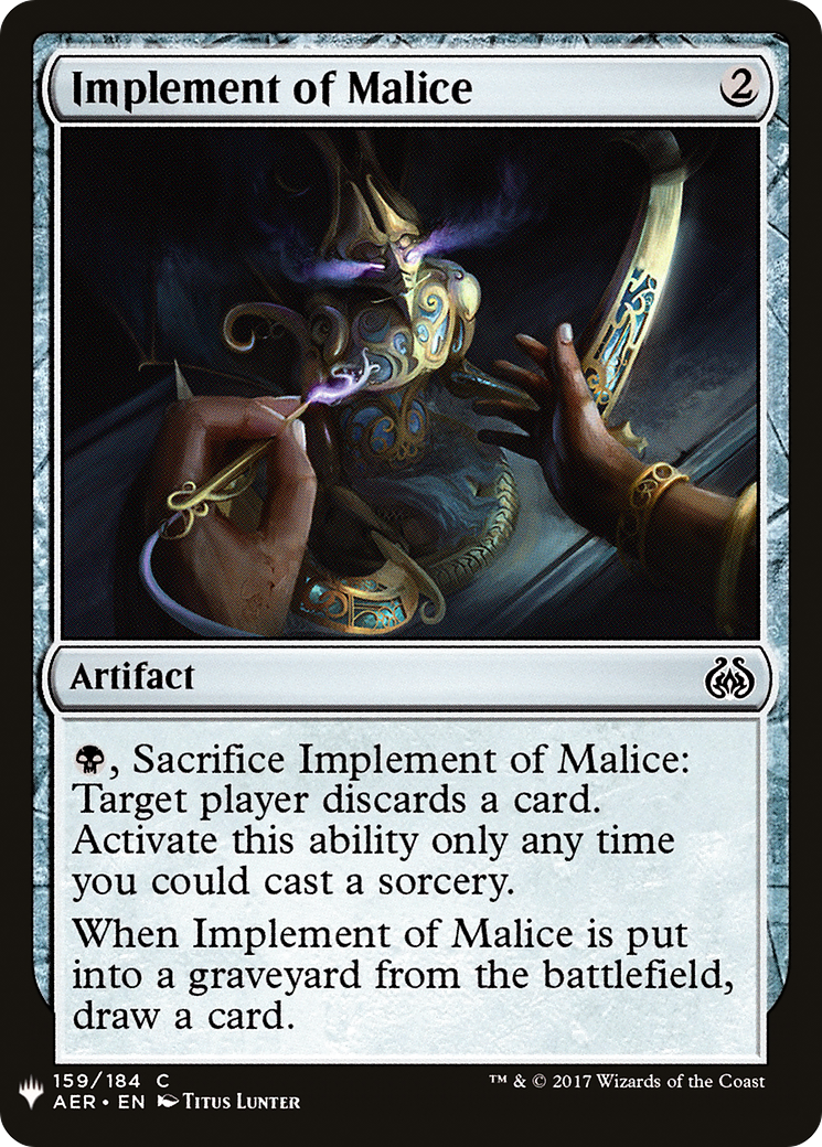 Implement of Malice (LIST-AER-159) [Mystery Booster] The List MTG Single Wizards of the Coast