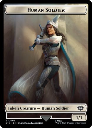 Human Soldier (0001) // Food (0011) Double-Sided Token (LTR-1 // 11) [The Lord of the Rings: Tales of Middle-earth] Foil MTG Single Wizards of the Coast
