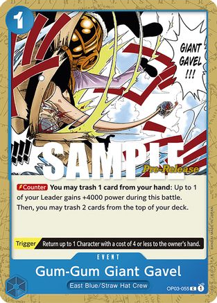 Gum-Gum Giant Gavel (OP03-055) [Pillars of Strength Pre-Release Cards] One Piece Single Bandai