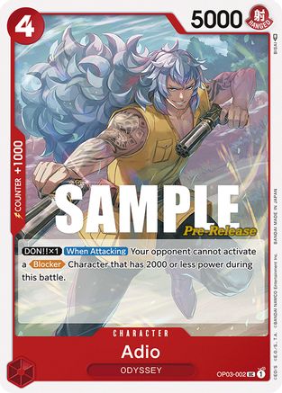 Adio (OP03-002) [Pillars of Strength Pre-Release Cards] One Piece Single Bandai