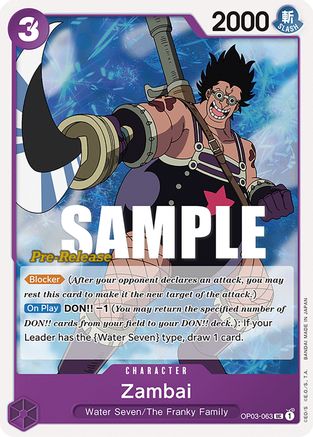 Zambai (OP03-063) [Pillars of Strength Pre-Release Cards] One Piece Single Bandai