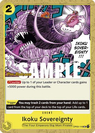 Ikoku Sovereignty (OP03-118) [Pillars of Strength Pre-Release Cards] One Piece Single Bandai