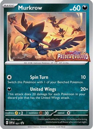 Murkrow - 021 (Prerelease) (21) Holofoil [Promos: SV Promo Cards] Pokemon Single Pokémon