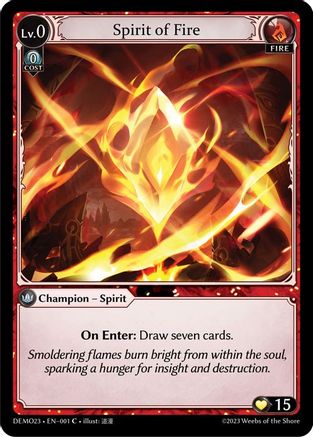 Spirit of Fire (001) [2023 Demo Deck] Grand Archive Single Weebs of the Shore