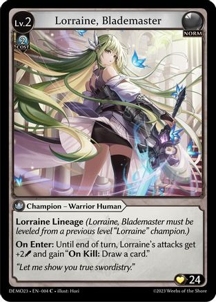 Lorraine, Blademaster (004) [2023 Demo Deck] Grand Archive Single Weebs of the Shore