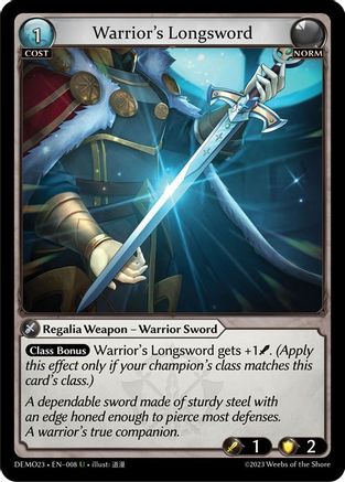 Warrior's Longsword (008) [2023 Demo Deck] Grand Archive Single Weebs of the Shore