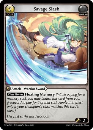 Savage Slash (015) [2023 Demo Deck] Grand Archive Single Weebs of the Shore