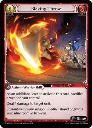 Blazing Throw (018) [2023 Demo Deck] Grand Archive Single Weebs of the Shore
