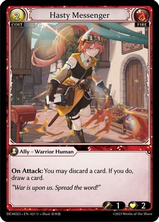 Hasty Messenger (021) [2023 Demo Deck] Grand Archive Single Weebs of the Shore