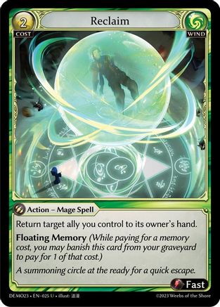 Reclaim (025) [2023 Demo Deck] Grand Archive Single Weebs of the Shore