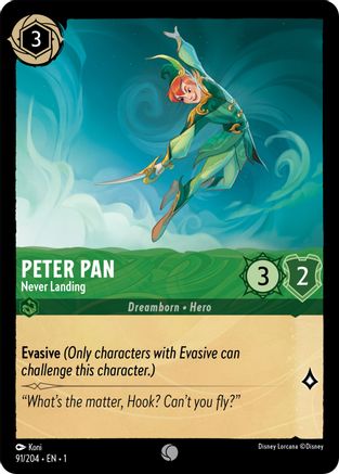 Peter Pan - Never Landing (91/204) [The First Chapter] Cold Foil Lorcana Single Disney