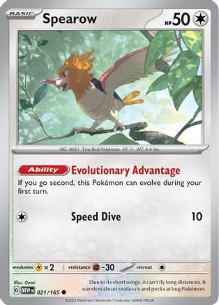 Spearow (21) Reverse Holofoil [SV: Scarlet & Violet 151] Pokemon Single Pokémon