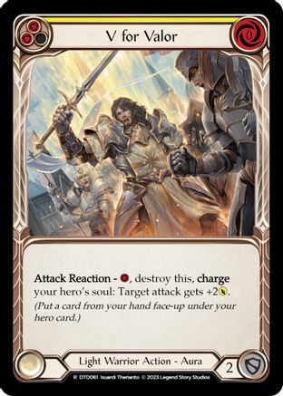 V for Valor (Yellow) [DTD061] (Dusk Till Dawn)  Rainbow Foil Flesh And Blood Single Flesh And Blood   