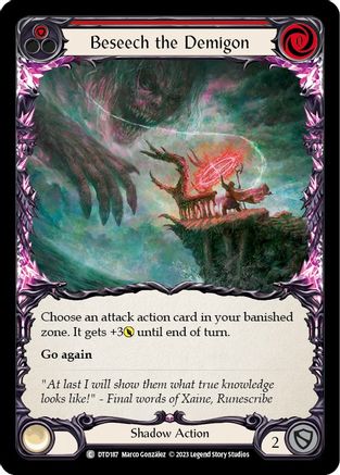 Beseech the Demigon (Red) [DTD187] (Dusk Till Dawn)  Rainbow Foil Flesh And Blood Single Flesh And Blood   