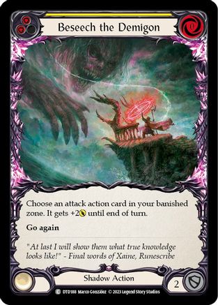 Beseech the Demigon (Yellow) [DTD188] (Dusk Till Dawn)  Rainbow Foil Flesh And Blood Single Flesh And Blood   