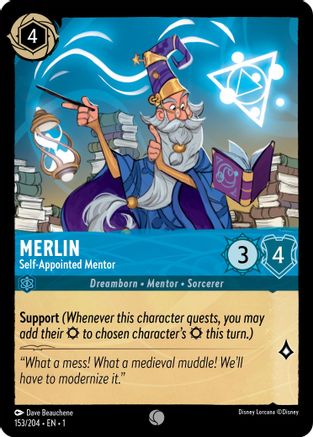 Merlin - Self-Appointed Mentor (153/204) [The First Chapter] Cold Foil Lorcana Single Disney