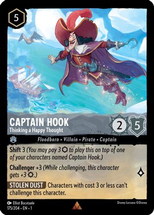 Captain Hook - Thinking a Happy Thought (175/204) [The First Chapter] Lorcana Single Disney