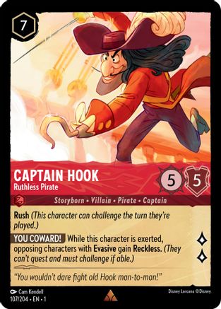 Captain Hook - Ruthless Pirate (107/204) [The First Chapter] Lorcana Single Disney
