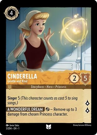 Cinderella - Gentle and Kind (3/204) [The First Chapter] Cold Foil Lorcana Single Disney
