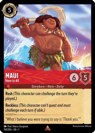 Maui - Hero to All (114/204) [The First Chapter] Lorcana Single Disney