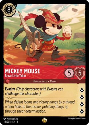Mickey Mouse - Brave Little Tailor (115/204) [The First Chapter] Cold Foil Lorcana Single Disney