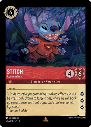 Stitch - Abomination (125/204) [The First Chapter] Lorcana Single Disney