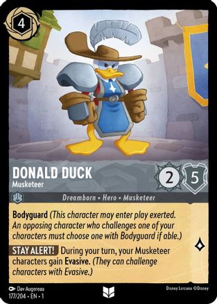 Donald Duck - Musketeer (177/204) [The First Chapter] Cold Foil Lorcana Single Disney