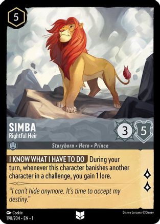 Simba - Rightful Heir (190/204) [The First Chapter] Cold Foil Lorcana Single Disney