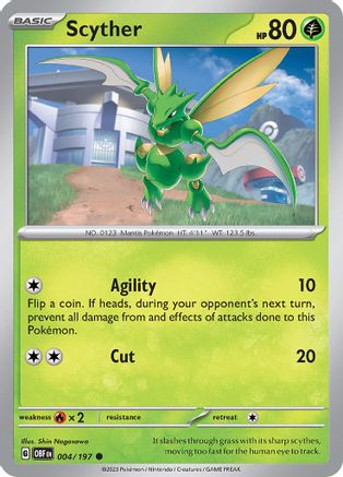 Scyther (4) Reverse Holofoil [SV: Obsidian Flames] Pokemon Single Pokémon