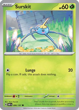 Surskit (6) Reverse Holofoil [SV: Obsidian Flames] Pokemon Single Pokémon