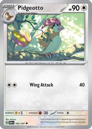 Pidgeotto (163) Reverse Holofoil [SV: Obsidian Flames] Pokemon Single Pokémon