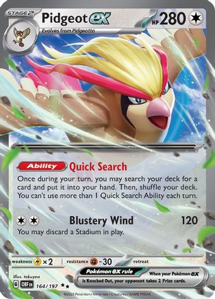 Pidgeot ex (164) Holofoil [SV: Obsidian Flames] Pokemon Single Pokémon