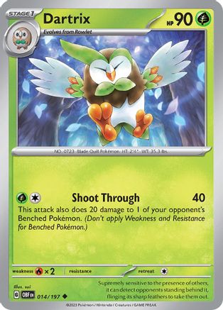 Dartrix (14) Reverse Holofoil [SV: Obsidian Flames] Pokemon Single Pokémon