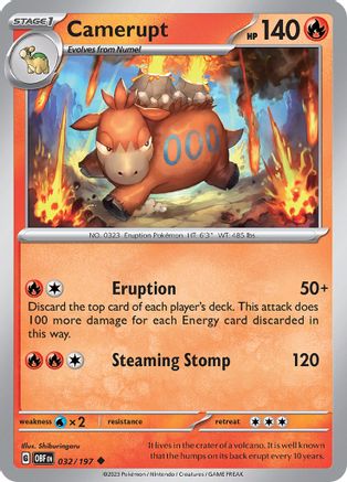 Camerupt (32) Reverse Holofoil [SV: Obsidian Flames] Pokemon Single Pokémon