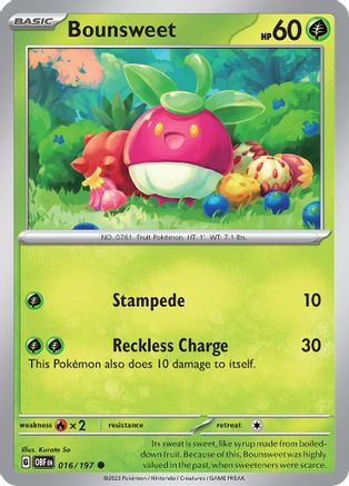 Bounsweet (16) Reverse Holofoil [SV: Obsidian Flames] Pokemon Single Pokémon