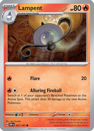 Lampent (37) Reverse Holofoil [SV: Obsidian Flames] Pokemon Single Pokémon