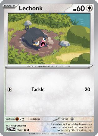 Lechonk - 180/197 Reverse Holofoil [SV: Obsidian Flames] Pokemon Single Pokémon