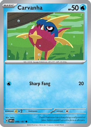 Carvanha (46) Reverse Holofoil [SV: Obsidian Flames] Pokemon Single Pokémon