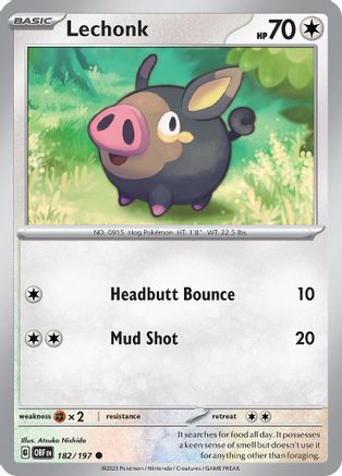Lechonk - 182/197 Reverse Holofoil [SV: Obsidian Flames] Pokemon Single Pokémon