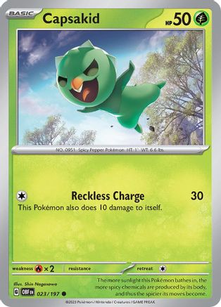 Capsakid - 023/197 Reverse Holofoil [SV: Obsidian Flames] Pokemon Single Pokémon