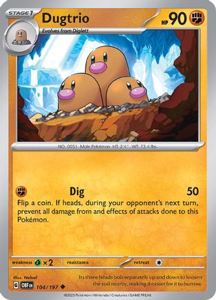 Dugtrio (104) Reverse Holofoil [SV: Obsidian Flames] Pokemon Single Pokémon