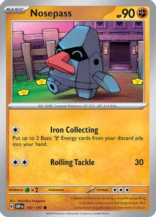 Nosepass (107) Reverse Holofoil [SV: Obsidian Flames] Pokemon Single Pokémon