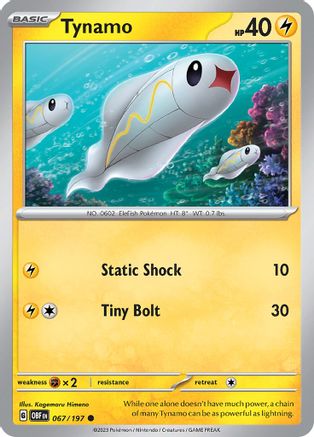 Tynamo (67) Reverse Holofoil [SV: Obsidian Flames] Pokemon Single Pokémon